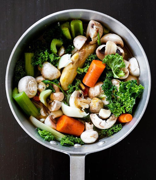 Our first online class, Aromatic Vegetable Broth Making, is Tuesday, May 12th!